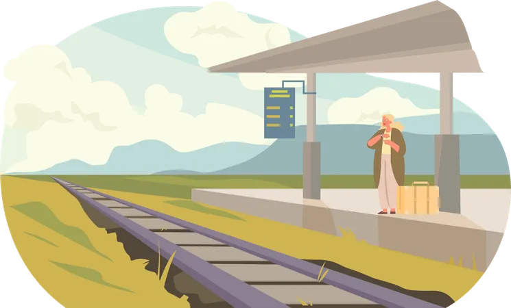 Railway platform  Illustration