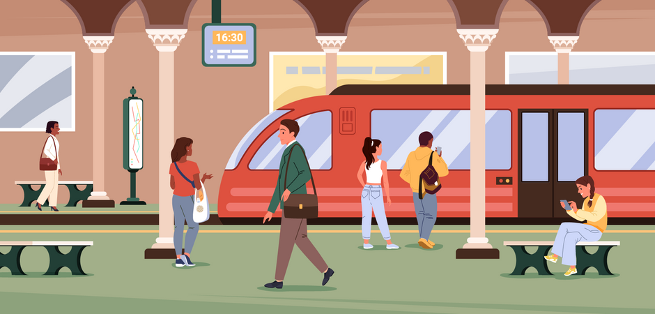 Railway station  Illustration