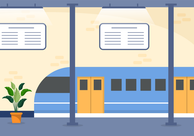 Railway Station Platform  Illustration