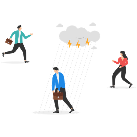 Rain Cloud over manager  Illustration