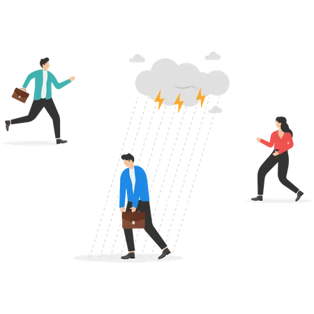 Rain Cloud Over Manager Risk Management And Business Problems Concept Vector Illustration Illustration