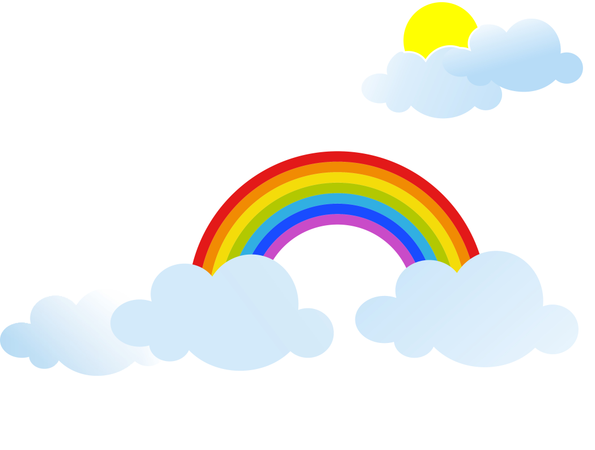 Rainbow With Sun And Clouds  Illustration