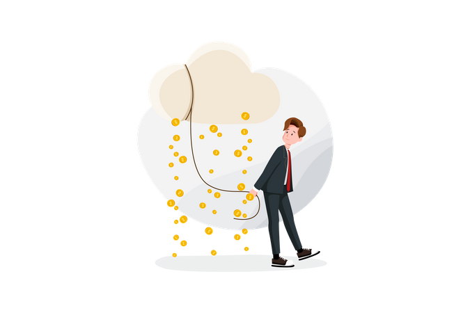 Raining income or profit money  Illustration