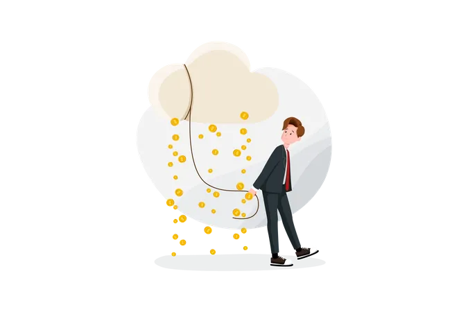 Raining income or profit money  Illustration