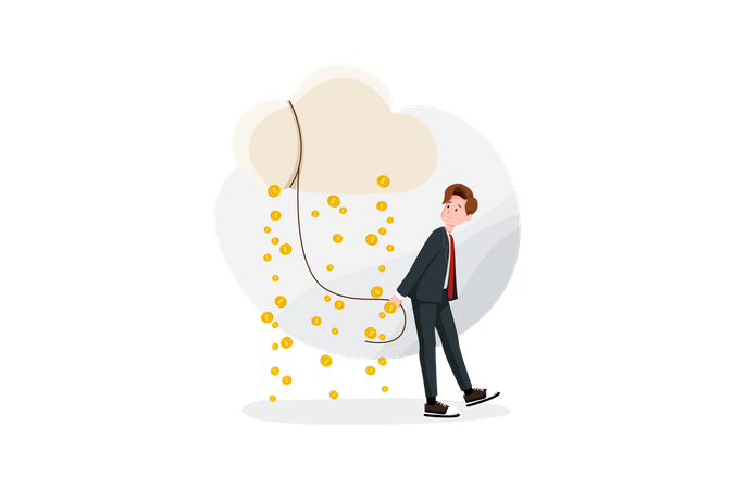 Raining income or profit money  일러스트레이션