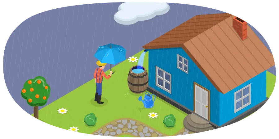 Rainwater Harvesting Illustration