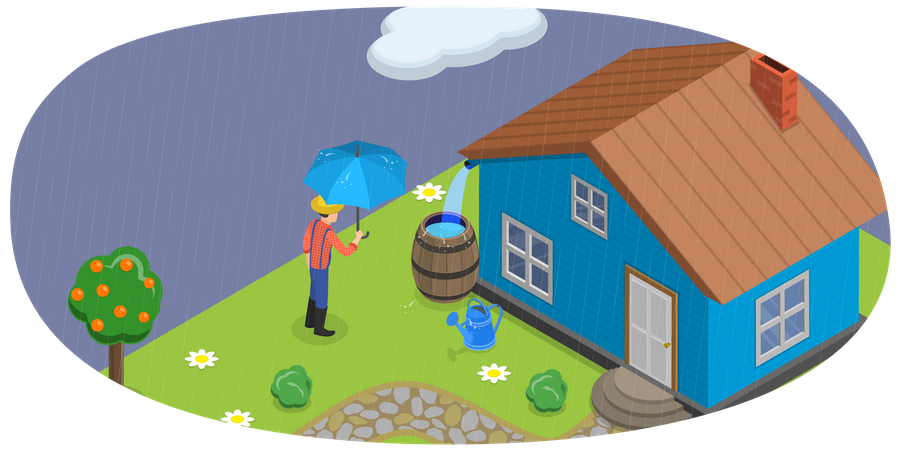 Rainwater Harvesting  Illustration