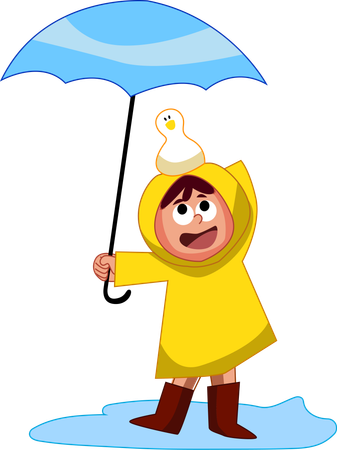 Rainy Day Duck Fun  イラスト