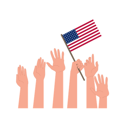 Raised Hands with American Flag Symbolizing Democracy and Civic Participation  Illustration