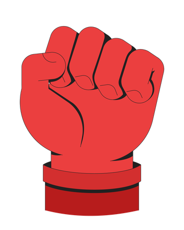 Raised red fist symbolizing power and protest  Illustration