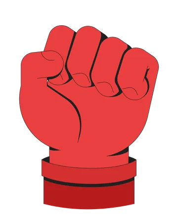 Raised red fist symbolizing power and protest  Illustration