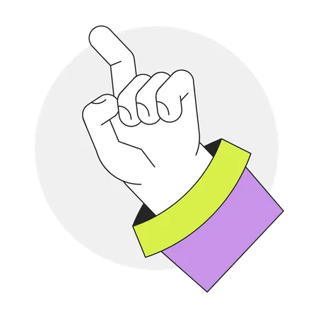 Raised Up Hand With Index Finger Ready To Touch Flat Line Vector Spot Illustration Press Click 2 D Cartoon Outline First View Hand On White For Web UI Design Editable Isolated Colorful Hero Image Illustration
