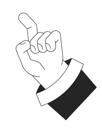 Raised Up Hand With Index Finger Ready To Touch Bw Vector Spot Illustration 2 D Cartoon Flat Line Monochromatic First View Hand On White For Web UI Design Editable Isolated Outline Hero Image Illustration