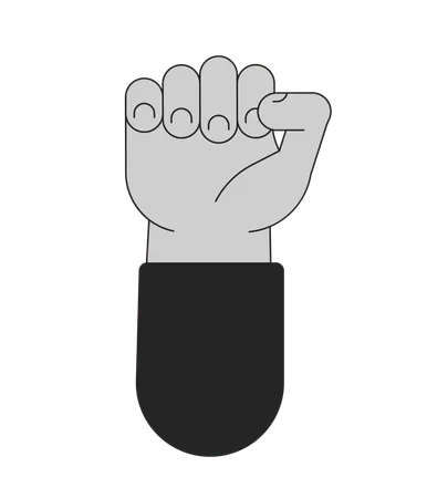 Raising And Clenching Fist Flat Monochrome Isolated Vector Hand Fight Editable Black And White Line Art Drawing Simple Outline Spot Illustration For Web Graphic Design イラスト