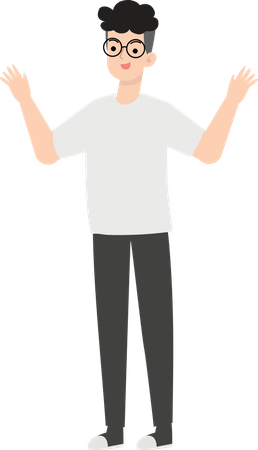 Raising Both Hands  Illustration