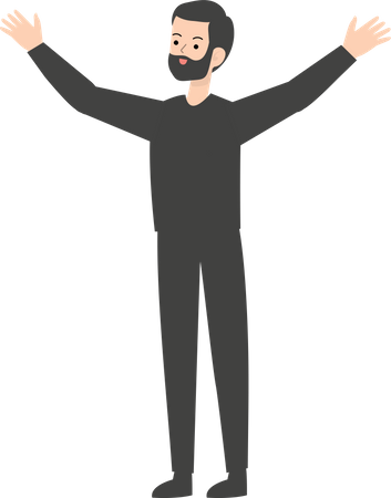 Raising Both Hands  Illustration