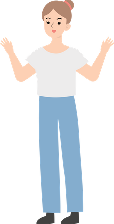 Raising Both Hands  Illustration
