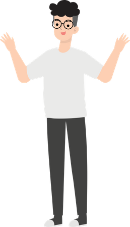 Raising Both Hands  Illustration
