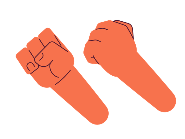Raising clenching fists  Illustration