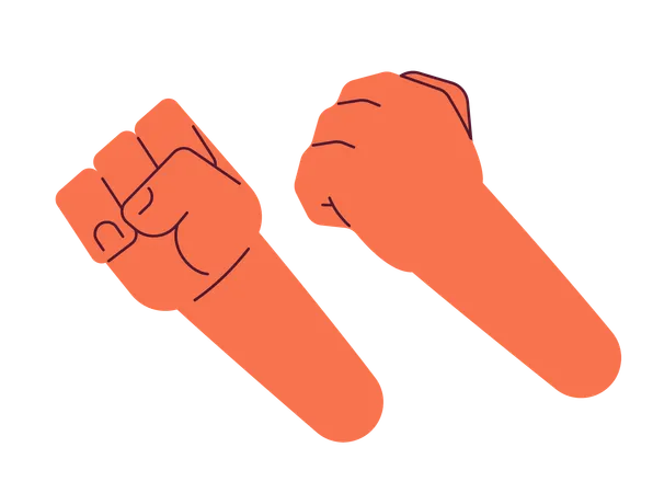 Raising Clenching Fists Semi Flat Colour Vector Hand Strong Fists Editable Cartoon Clip Art Icon On White Background Simple Spot Illustration For Web Graphic Design 일러스트레이션