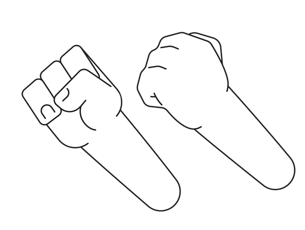Raising clenching fists  イラスト