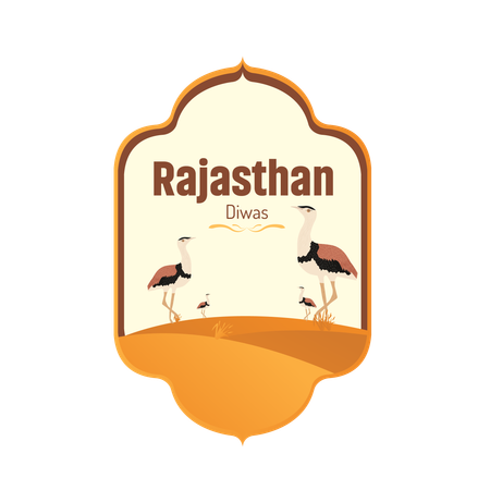 Rajasthan diwas and state bird of rajasthan  Illustration