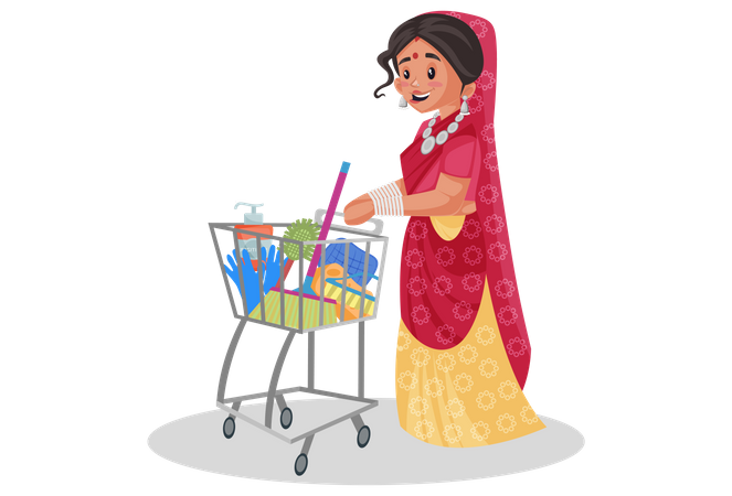 Rajasthani-Frau beim Einkaufen  Illustration