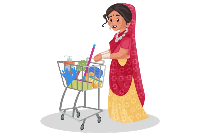 Rajasthani-Frau beim Einkaufen  Illustration