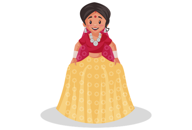 Rajasthani woman showing her dress  Illustration