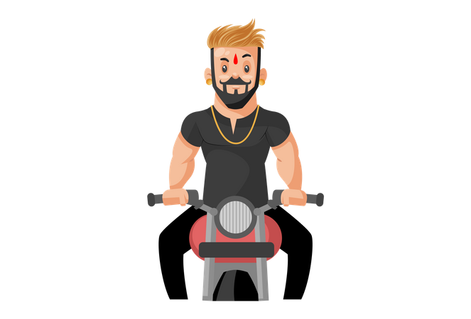 Rajput-Mann auf einem Motorrad  Illustration