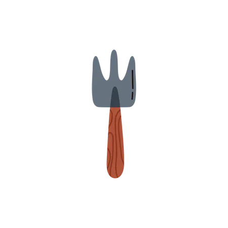 Cartoon Garden Hand Rake Vector Illustration Small Plant Rake With Wooden Handle Isolated On White Background Gardening Farm Tool And Equipment Concept Illustration