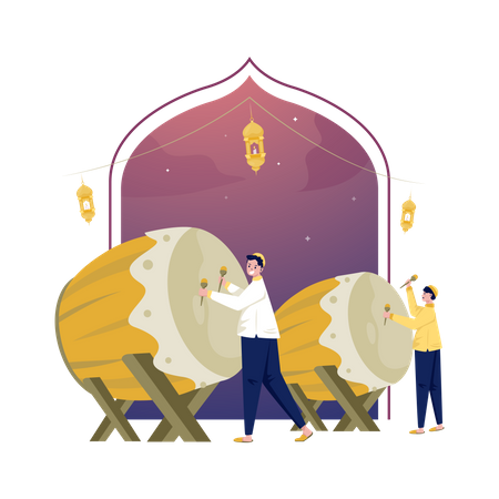 Ramadan bedug festival Illustration