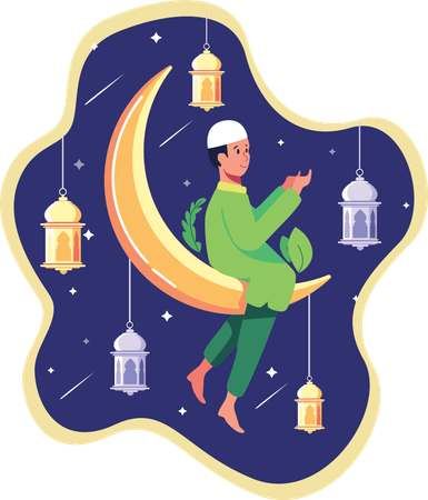 Ramadan Boy doing muslim Prayer  Illustration