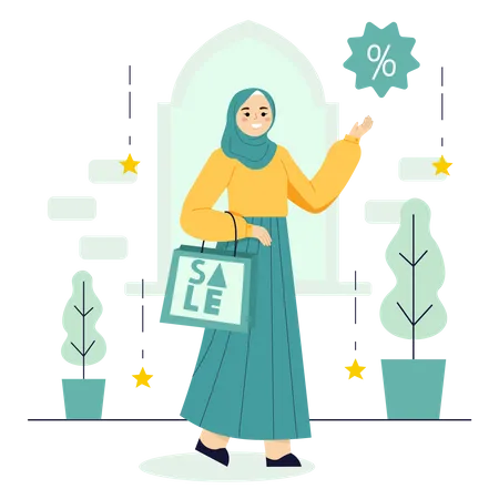 Liquidação de compras do Ramadã  Ilustração