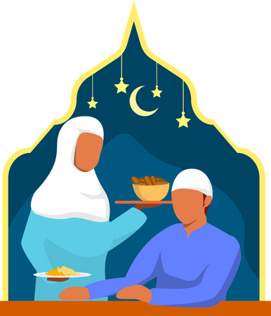 Ramadan dinner  Illustration