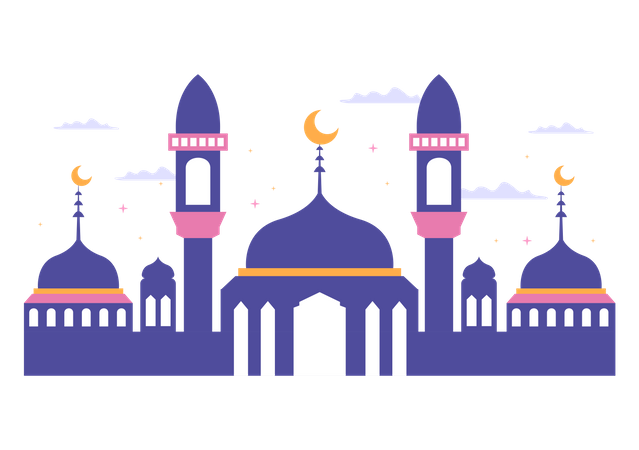 Ramadán kareem con mezquita  Ilustración