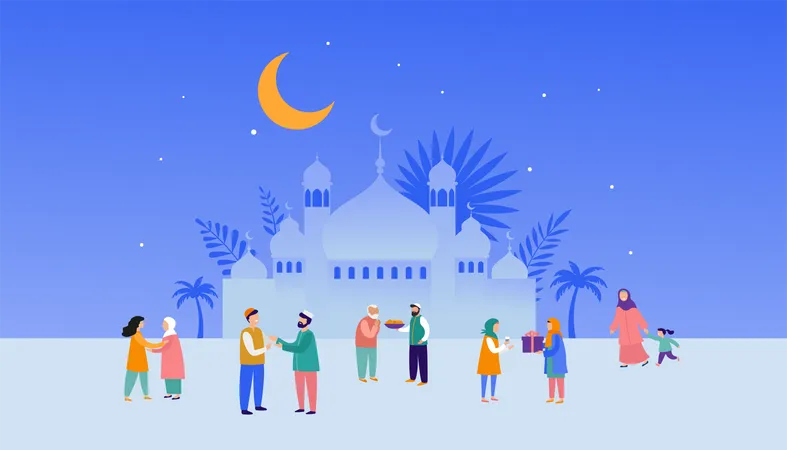 Ramadan Kareem, Eid mubarak  Illustration