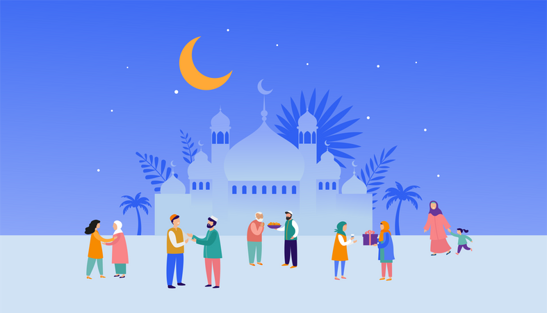 Ramadan Kareem, Eid Mubarak  Illustration
