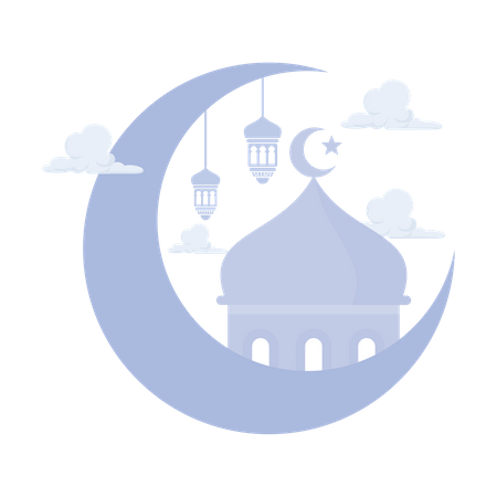 Ramadan Kareem with Crescent moon  Illustration