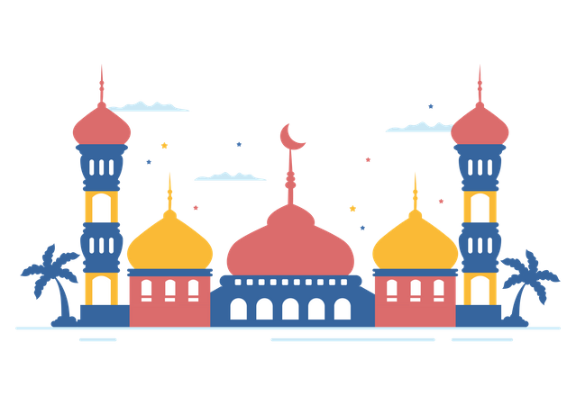 Ramadan Kareem with Masjid  Illustration