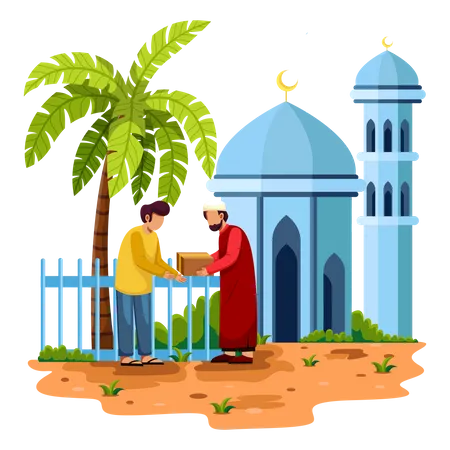 Ramadán Kareem zakat dando caridad  Ilustración