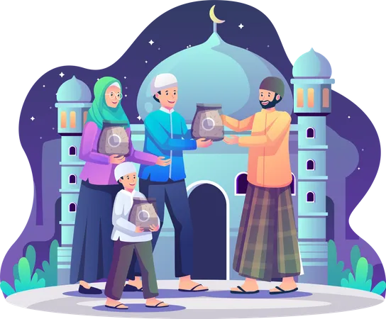 Ramadan Kareem zakat doando caridade  Ilustração