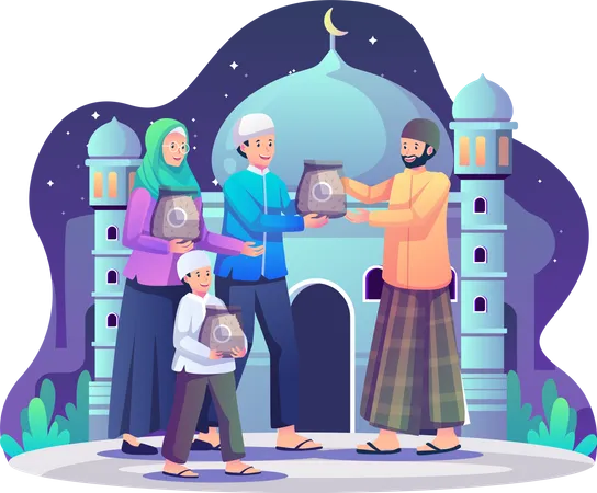 Ramadan Kareem zakat giving charity Illustration