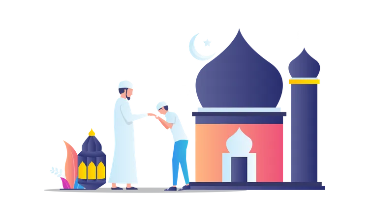 Ramadan Kareem zakat giving charity  Illustration