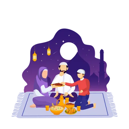 Iftar Party Celebration Flyer Concept Illustration Islamic Holy Month Ramadan Kareem Illustration