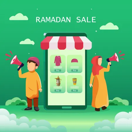 Ramadan Sale Concept Web Header Or Banner Design With Arabic Lanterns And Islamic Ornament Flat Vector Illustration 일러스트레이션