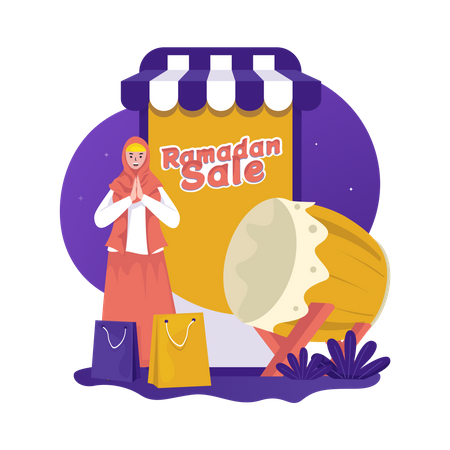 Ramadan-Verkauf über mobile Shopping-App  Illustration
