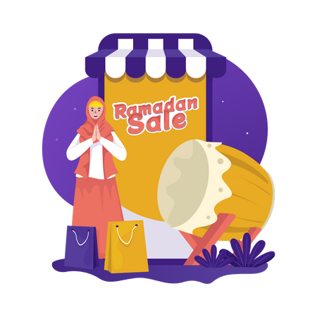 Vente du Ramadan sur l'application d'achat mobile  Illustration