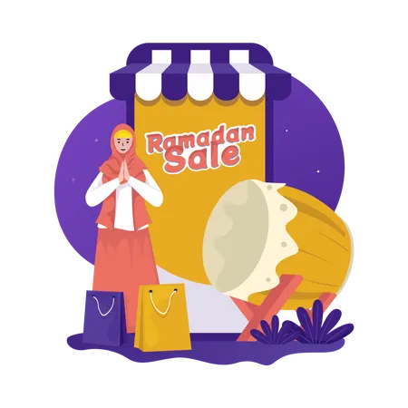 Vente du Ramadan sur l'application d'achat mobile  Illustration