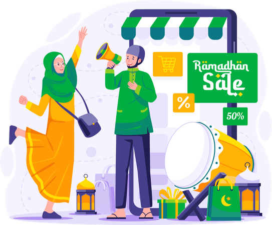 Ramadan-Verkauf und Shopping  Illustration